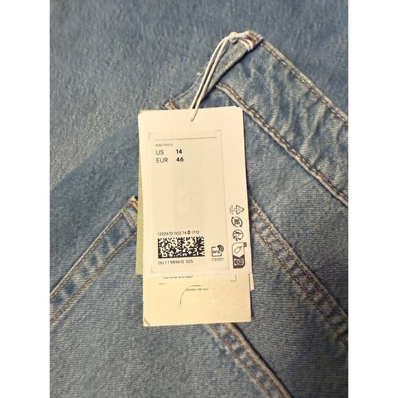 H&M wide regular fith ultra High waist coupe large denim jeans women sz 14 - Picture 5 of 8